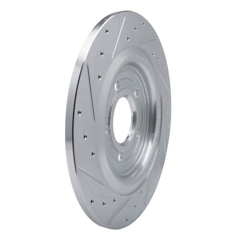 Ford Mustang Brake Rotor (1) - Rear Right - R1 Concepts - Drilled & Slotted - Silver - `20-`25